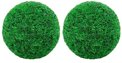 LAPOOH Künstliche Buchsbaumkugeln 2 STK Buchsbaumkugel Künstlich, Kunstpflanze, Buchsbaum Schablone Kugel, Künstliche Pflanzen, 35 cm