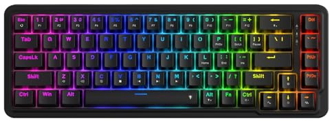 Redragon K709 65% kabelgebundene RGB-Gaming-Tastatur, 68 Tasten Hot-Swap mechanische Tastatur mit Free-Mod-Sockel, 3-lagige Geräuschdämpfung und dedizierte Pfeiltasten, leiser linearer Schalter
