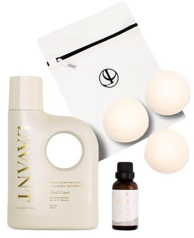 Luxury Laundry Essentials Bundle By L'avant High Performing Deep Cleaning Laundry Detergent Soap, Premium Wool Dryer Balls, & Fresh Linen Scented Laundry Oil Professional Wash (Fresh Linen)