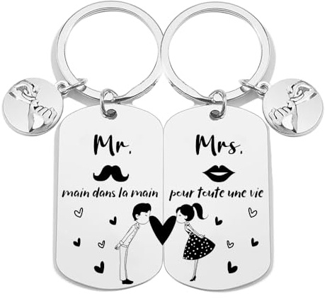 POIUYTRE Cadeau Porte-clés Couple Idéal Cadeau pour Couple Petite Amie Petit Ami Cadeau Saint Valentin pour Femme Homme Porte-clés en forme de cœur Porte-clés pour partenaire