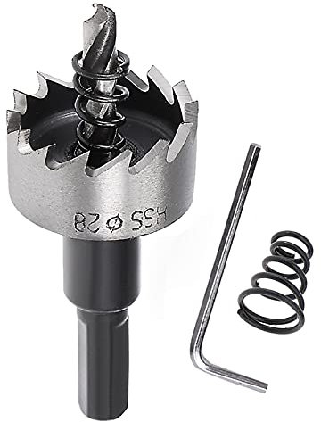 NINGXUE 28mm Heavy Duty HSS Drill Bit Metal Hole Saw, Long Life Hole Cutter Opener with Allen Key for Metal, Wood, Stainless Steel, Copper, Aluminum 1PCS