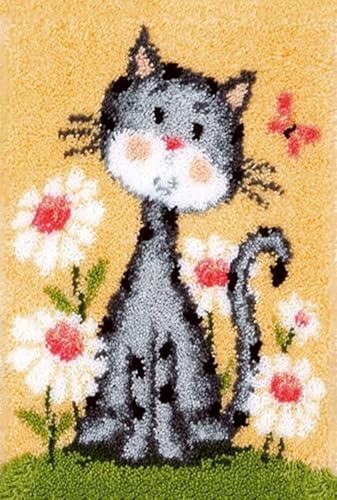 YOOTOM Kit de Tapis de Crochet à Point Noué di Coussin au Crochets à Loquet Bricolage,tapis noeud noué, Noël Création de Tapis à Crocher pour Adultes et Enfants, Latch Hook Kits 50x38cm
