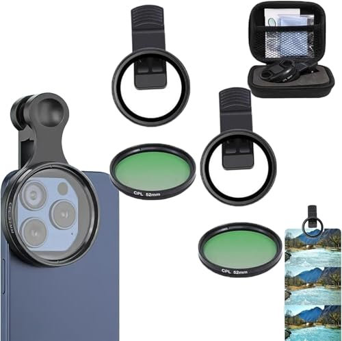 Clip-0n Cpl Kit de filtre d'objectif d'appareil photo de téléphone, lentille polarisante portable, filtres CPL multi-couches ultra fins, filtre polarisant circulaire compatible avec la plupart des