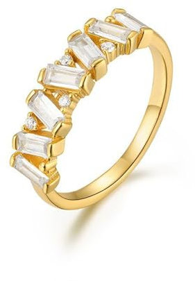 Mesnt 14K Gelbgold Goldring Damen 585 Echtgold mit Rechteckig Moissanit, Größe 54 (17.2)
