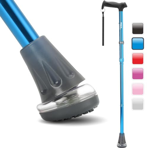 HEALTHBAZAAR All Terrain - Bastone da passeggio pieghevole, per anziani e adulti, con punta girevole e supporto per la mobilità resistente, bastone pieghevole per uomini e donne (blu oceano)