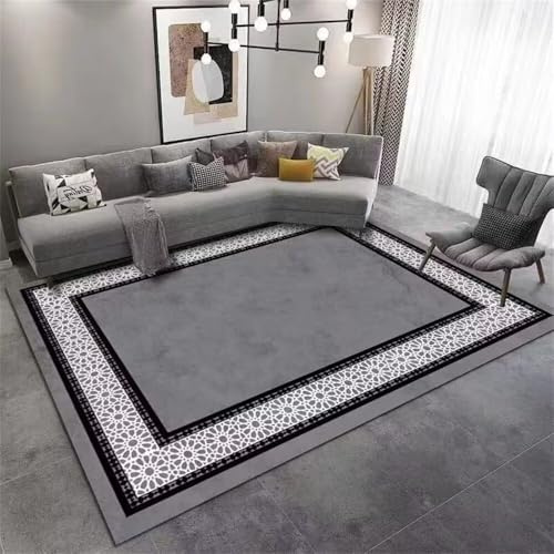 DJHWWD Alfombra De Pasillo Dormitorio 70x140CM Diseño Grigio Flores Negra Resistente a Las Manchas Alfombras Alargadas Tapete Cocina Antiderrapante
