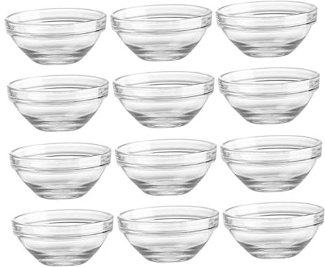 Alipis 12pièces Lot De Bols Verre Saladiers Transparents Coupes à Fruits Et Desserts Bols à Mélanger Résistants Et Pratiques