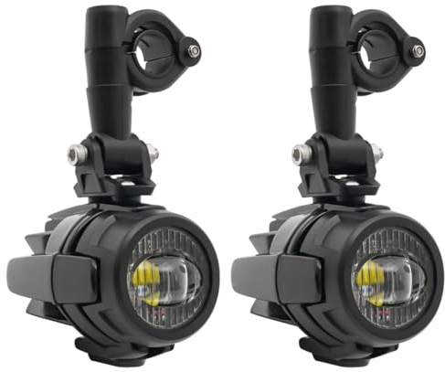Motorrad LED Nebelscheinwerfer Zusatzscheinwerfer 40W IP68 für BMW R1200GS F800GS | Universell 18-22mm Crashbar, Alu-Druckguss Gehäuse, 12V Weiß (6000K) mit Kabelbaum & Schutzgitter, Einfacher Einbau