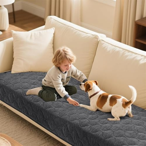 LINGKY Sofa Überzug Weiche Chenille Sofabezug Waschbar Hund Katze Sofaschoner rutschfest Vintage Couch Überzug für U Form L Form Sektionssofa für 1 2 3 4 Sitzer Sofa (Grau,70x180cm)