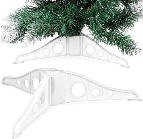 DOITOOL Supporto per Albero di Natale Artificiale Bianco, Base per Albero di Natale in Plastica Staccabile, Diametro del Foro: 0,6 Pollici