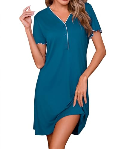 Marvmys Camisón Mujer Algodón Verano Cuello en V