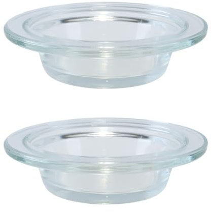 Alide 2 PCS Glass Dish Replacement Aromatherapy Lamp Oil Dish for Oil Burner Candle Wamer Bowl Plate Wax Tray
