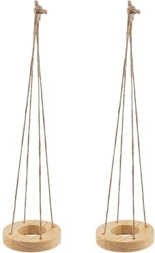 Zghhc Lot De 2 Supports pour Plantes en Bois, Suspensions pour Plantes Aériennes, Cordes en Coton, Fixations Murales, Installation Facile, Supports Décoratifs pour Pots De Fleurs