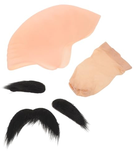 Cabilock Gorra Calva de Látex Marrón con Barba y Red para Disfraz Unisex Kit de Maquillaje para Teatro Cosplay y Fiesta de Halloween Accesorio Reutilizable para Hombre y Mujer Adulta