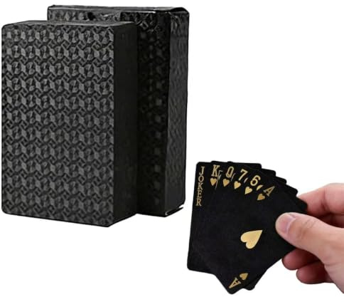 Black Gold Playing Cards, Durable Deck for Magic, Poker and Party Games | Black gold playing cards with a durable finish for poker, magic tricks, family gatherings and party games.