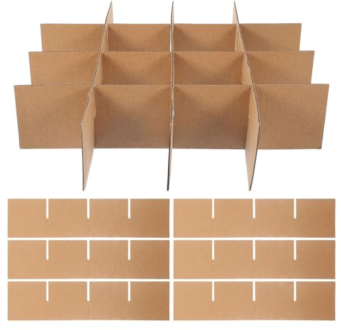 20 Stück Karton Trennwände für Umzugskartons, Papier, Khaki | 13 X 3 Zoll Format, Leicht zu Zerlegen und Zusammenzusetzen, Platzsparendes Design für Hohe Packmengen