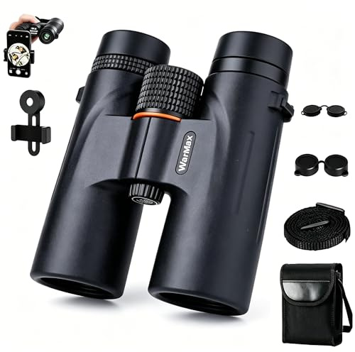 WarMax 12x42 HD Binoculars, ED Extra Low Dispersion Glass, BAK-4 Prism | Waterproof Fogproof Binoculars for Bird Watching, Hunting & Stargazing, Equipped with Phone Adapter