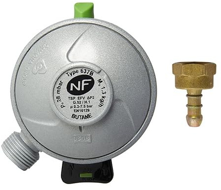 ROUSSEAU - Détendeur butane à connexion rapide 28 mbar - Bouteille 6 kg valve automatique - Débit 1300 g/h