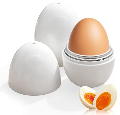 Udbrud Lot de 2 Cuiseurs à œufs pour Micro-ondes, Cuiseur à œufs, 1 Capacité d'œuf, Cuiseur Vapeur pour Micro-œufs, Chaudière à Micro-ondes, Outil de Cuisine pour Petit Déjeuner Rapide