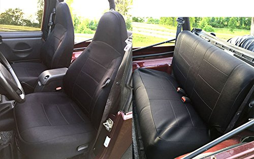 GEARFLAG Neoprene Seat Cover Custom fits Wrangler TJ 1997-02 Full Set (Front + Rear seat) (Black)