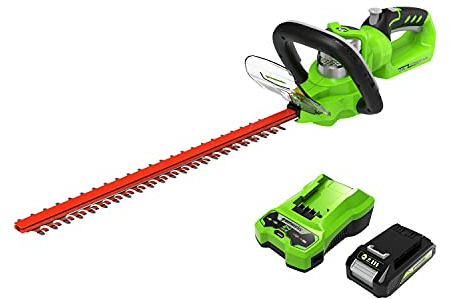 Greenworks Tagliasiepi a Batteria 2 Ah Elettrico 24 V Lunghezza Lama 57 cm Distanza Denti 18 mm Impugnatura Ergonomica Regolabile G24HT57K2