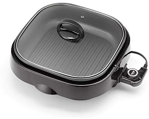 Aroma Housewares ASP-218B Grillet 4Qt. 3-in-1 Cool-Touch Electric Indoor Grill Portable, Dishwasher Safe, with Nonstick Pan & Tempered Glass Lid, Black