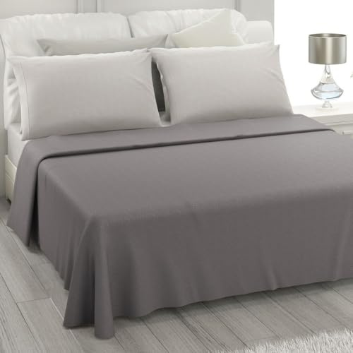 L'ANTICO ARCOLAIO - Completo Lenzuola Matrimoniali 4 Pezzi (Lenzuolo Sotto Argento, Lenzuolo Sopra Grigio) Set Lenzuola Matrimoniale Jaquard in Microfibra, Biancheria da Letto Made in Italy