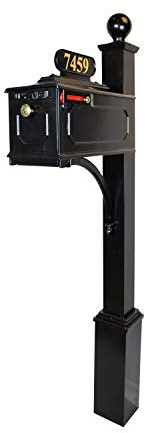 Lakeside Mailbox and Post System – Black, Rust-Resistant, Complete Mailbox Includes Address Plate, Numbers, Finial and Mounting Hardware