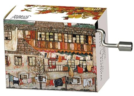 Fridolin Spieluhr/Music Box Mozart - Zauberflöte, Egon Schiele - Haus mit trocknender Wäsche