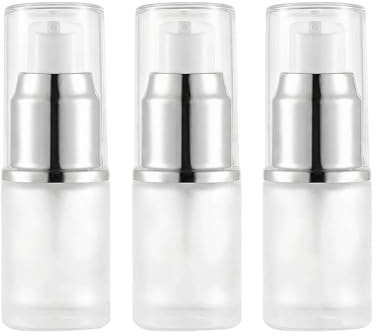3 Pcs 15ml/15g Refillable Matt Glass Travel Pump Bottle Dispenser Cosmetic Bottles Jars for Cream Lotion Toiletries