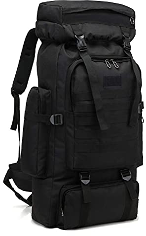 Rucksack Trekking üBerlebensset Angelrucksack Jagdrucksack Herren wasserdicht Militär Taktisch Großes Fassungsvermögen Rucksack für Outdoor, Reisen, Camping, Wandern, Überlebenstasche,Black camouflage