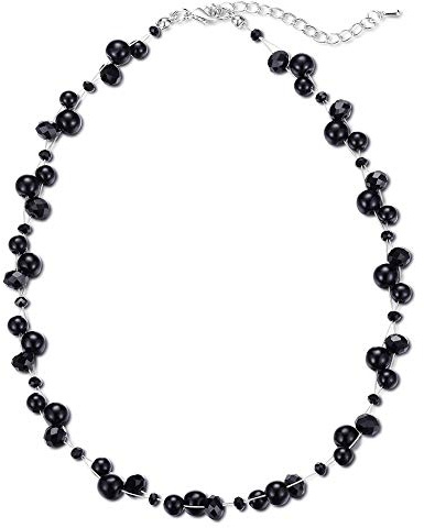 Bulinlin Damen Kristall Perlenkette Silber Boho Statement Choker Halskette für Frauen Modeschmuck Geburtstagsgeschenke