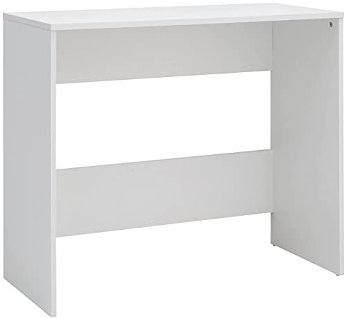 GFW Piro Desk Computer Table Desks For Gaming, Work, Writing & Console. Wooden Office Desk For Home & Office. Small Compact Free Standing Desk Workstation. Modern Simple Design Workspace (White)
