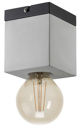 EGLO Deckenlampe Prestwick 3, 1 flammige Deckenleuchte, industrial | Wohnzimmerlampe aus Beton in Grau und Metall in Schwarz, Schlafzimmerlampe mit E27 Fassung