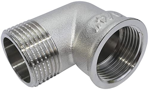 AERZETIX - Codo en Latón 90° 3/4'' x 3/4'' Macho/Hembra - Racor para Tubos Roscado para Atornillar - Acabado Niquelado/Mate