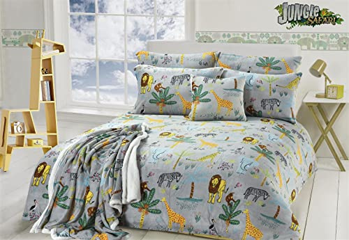 Olivia Rocco Safari Teddy Fleece Duvet Cover Set Soft Thermal Quilt Sets Warm Cosy Snug Kids Bedding, Double