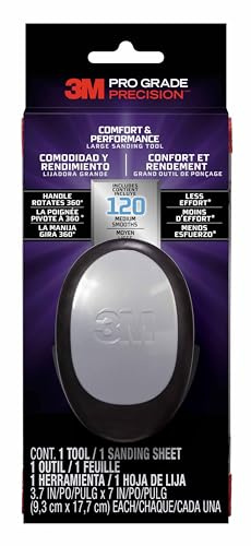 3M Pro Grade Precision Comfort & Performance Large Sanding Tool, Medium grit 120, 463-000-TRI-4, 9,3 cm x 17,7 cm, 1 /Pack