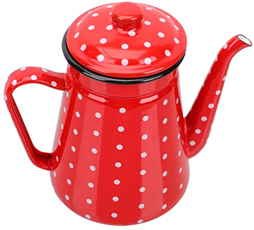 TOPBATHY Enameled Coffee Pot Streamlined Spout for Smooth Pouring Suitable for Stoves Material for Tea and Beverage Making Red Design