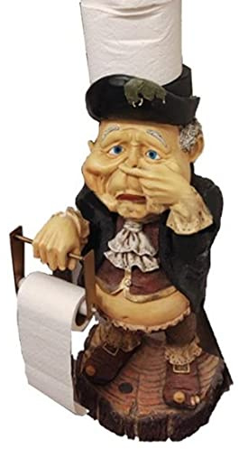 Toilet Butler with Roll Paper Holder Pinching Nose Resin Ornament,Toilet Paper Roll Holder for Bathroom Tissue Super Cute -B
