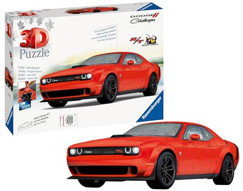 Ravensburger 3D Puzzle 11284 - Dodge Challenger R/T Scat Pack Widebody - Die Ikone unter den Muscle Cars als 3D Puzzle Auto - für Muscle Car Fans ab 10 Jahren