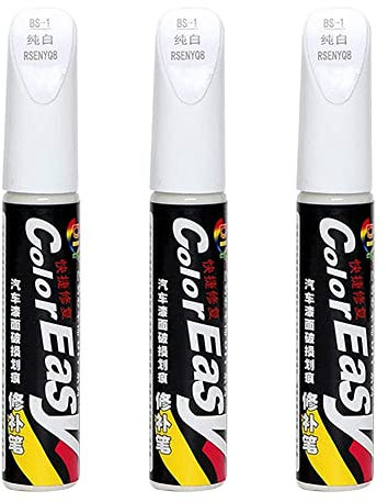 Penna Ritocco Carrozzeria, Penna per Ritocco Auto, Rimuovi Graffi Auto, Pennarello Copri Graffi Auto, Penna per Riparazione Graffi Auto, Vernice per Ritocco di Auto, Riparazione Graffi, Bianco, 3Pezzi