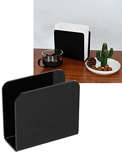 Serviettenhalter für Tisch, 12 x 11 x 5 cm Schwarz Acryl Napkins Holder Küche Serviettenspender Serviettenständer für Restaurant Decor Bar Zubehör Party Picknick (1 PCS)