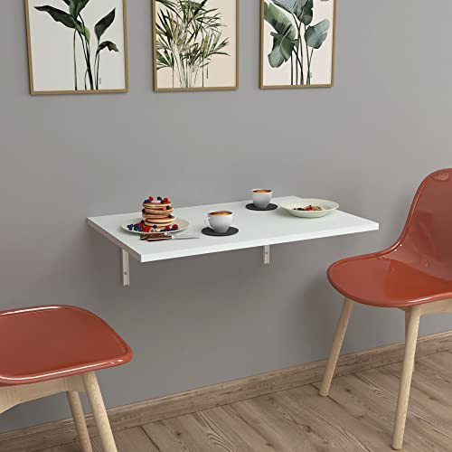 [en.casa] Tavolo da Muro con Piano Ribaltabile 72 x 45 cm Tavolo da Pranzo Pieghevole Scrivania a Parete Salvaspazio - Bianco