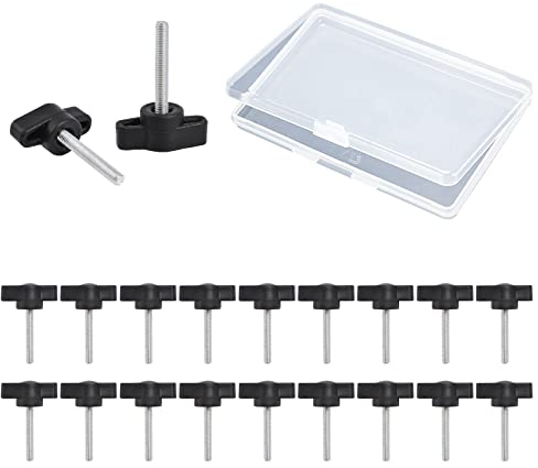 MOROBOR Z-Wings gerändelte Rändelschrauben, 20 Stück, M4 x 25 mm, verzinkte Schraubgewinde, gerändelte Rändelgriffknöpfe, Rändelschraube für Maschinen, Drehmaschine mit Aufbewahrungsbox