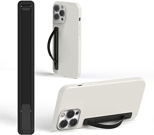 SleekStrip SleekGrip-Essential Ultra Thin Phone Grip Stand,Slim Metal Finger Loop Ring Hand Holder Strap Cell Phone Grips for iPhone 16 Pro Max,17 Air,Android,Case Back - Black x Jet Black