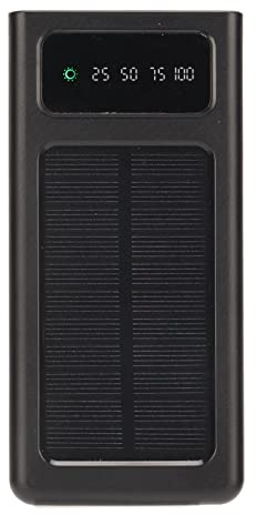 Caricabatterie Solare, Power Bank 20000 MAh Caricabatterie Portatile con Doppia Porta di Uscita, Supporta Modalità USB, Solare e Torcia per Tutti I Telefoni Cellulari e Dispositivi Elettronici(Nero)