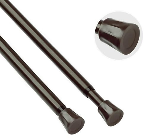 TYRON Curtain Tension Rod 17 to 28 Inch, Adjustable Spring Loaded Curtain Rod, Expandable Window Curtain Rod Tension for Kitchen, Wardrobe, Cupboard, Closet (Bronze, 2 Pack)