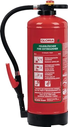 Gloria - Estintore in schiuma da 9 l SKA+ 9 PRO – senza fluoro – Per le classi di fuoco A, B – Con pratico supporto da parete – con targa di prova attuale