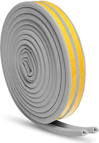 Simple Fix Zugband - Zugluftstopper für Türen - 5 Meter - D-Profil 5MM x 9MM - Türdichtung - Tür Dichtungsband Selbstklebend und Isolierend - Grau