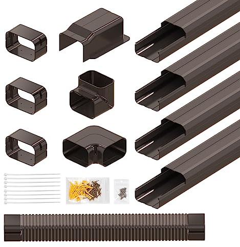LBG Products Juego de tubos decorativos de PVC para aire acondicionado central, bomba de calor, mini split sin conductos (marrón-4 pulgadas de ancho 17.5 pies)